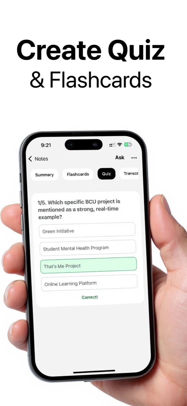 VoiceLog quiz and flashcard generator built from study notes